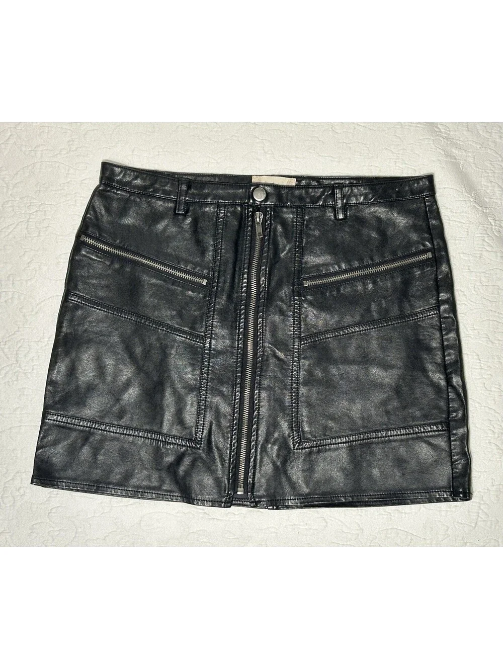 Altar'd State Faux Leather Mini Skirt • Zip Front • Size 7
